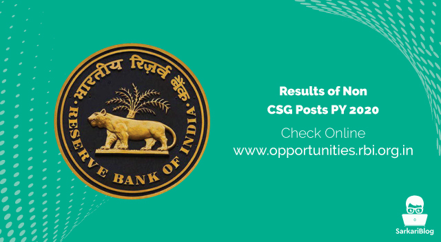 RBI Result 2021 Results of Non-CSG Posts PY 2020