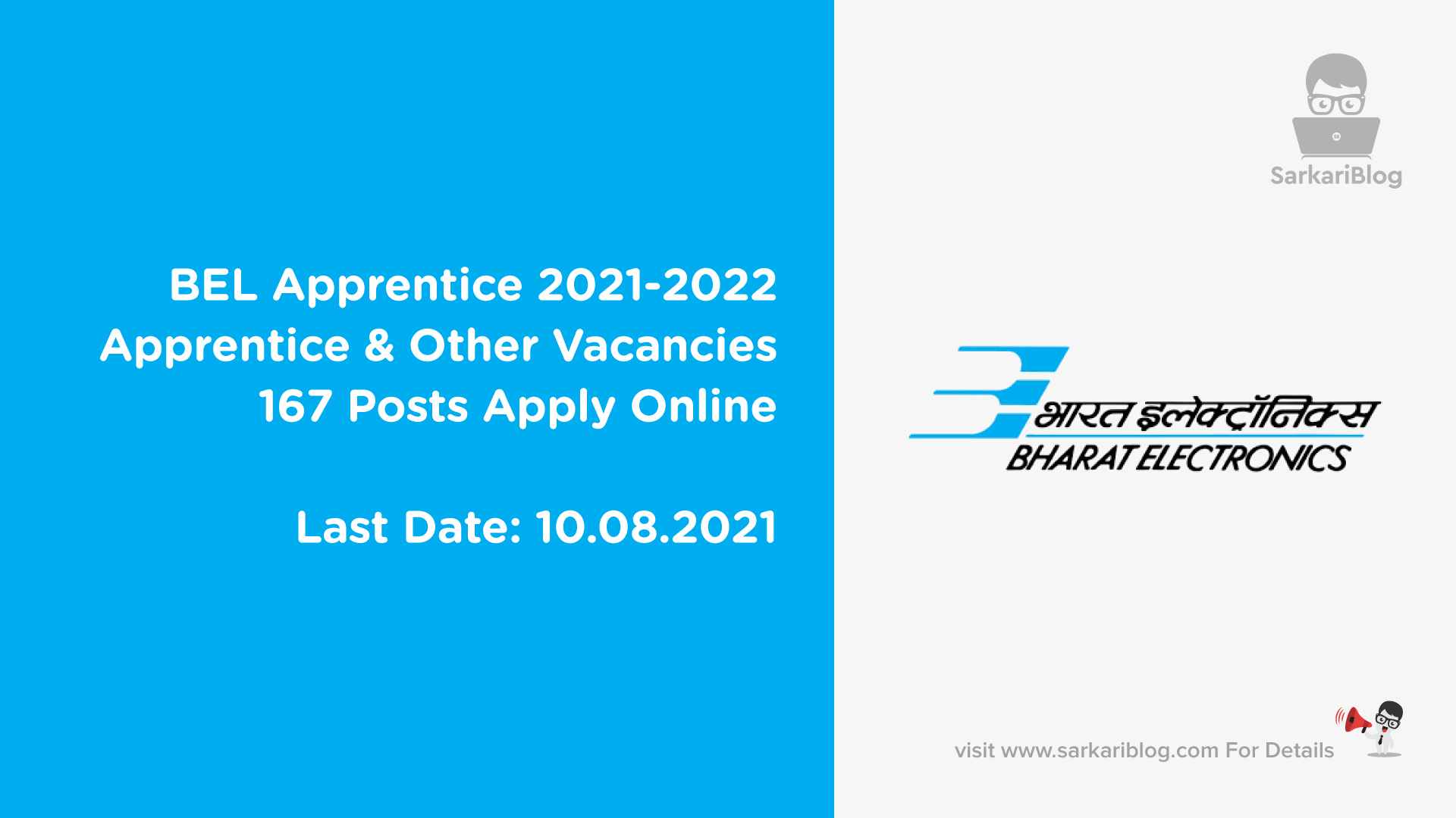 BEL Apprentice 2021-2022, Apprentice & Other Vacancies, 167 Posts Apply Online