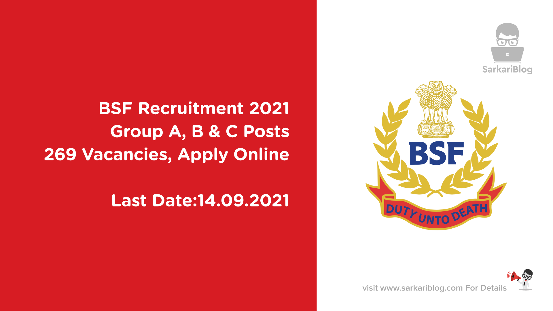 BSF Recruitment 2021, Group A, B & C Posts