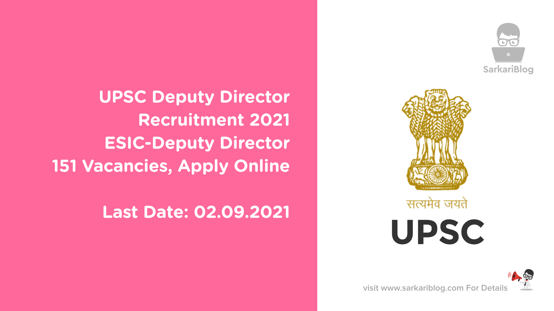 UPSC Deputy Director Recruitment 2021
