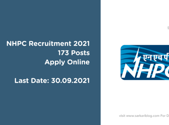 NHPC Recruitment 2021, 173 Posts, Apply Online