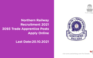 Northern Railway Recruitment 2021, 3093 Trade Apprentice Posts, Apply Online