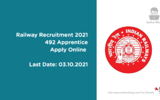 Railway Recruitment 2021, 492 Apprentice, Apply Online