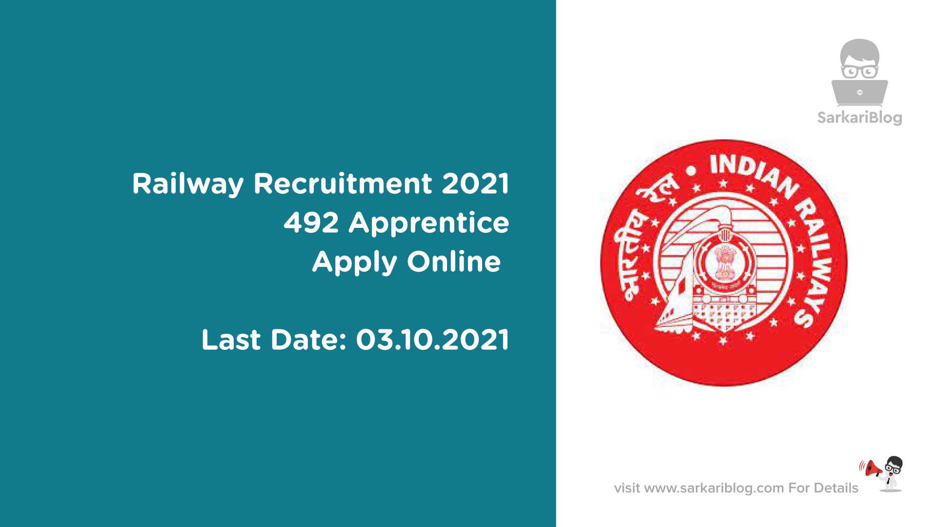 Railway Recruitment 2021, 492 Apprentice, Apply Online