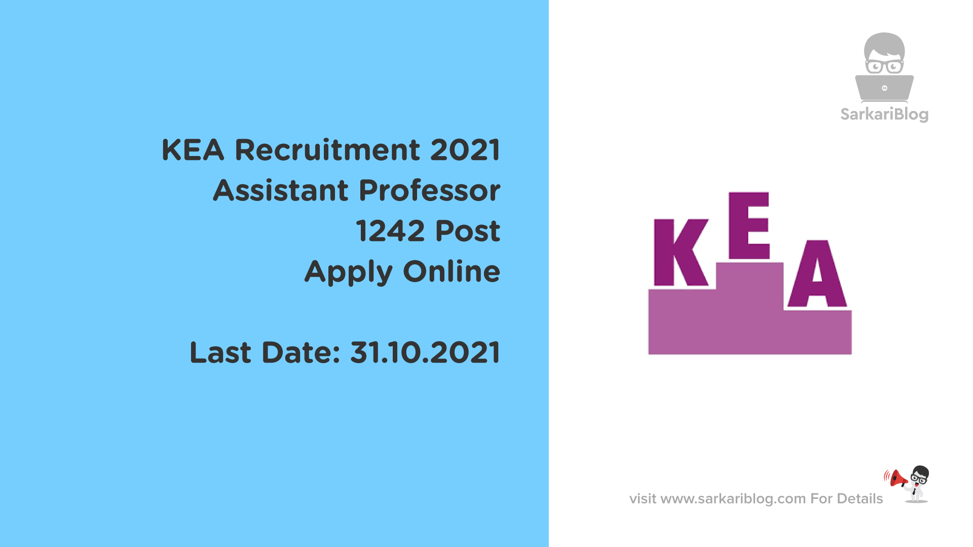 KEA Recruitment 2021, Assistant Professor 1242 Post Apply Online