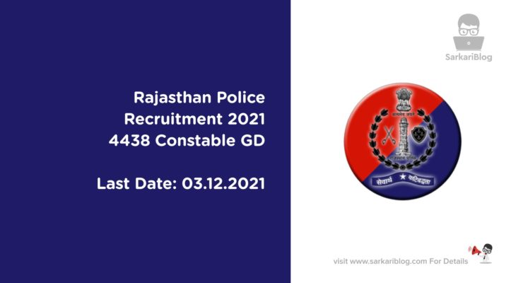 Rajasthan Police Recruitment 2021 | 4438 Constable GD | Apply Online