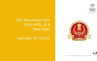 SSC Recruitment 2021, 3000+ MTS, JE Other Posts