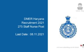 DMER Haryana Recruitment 2021, 275 Staff Nurse Post