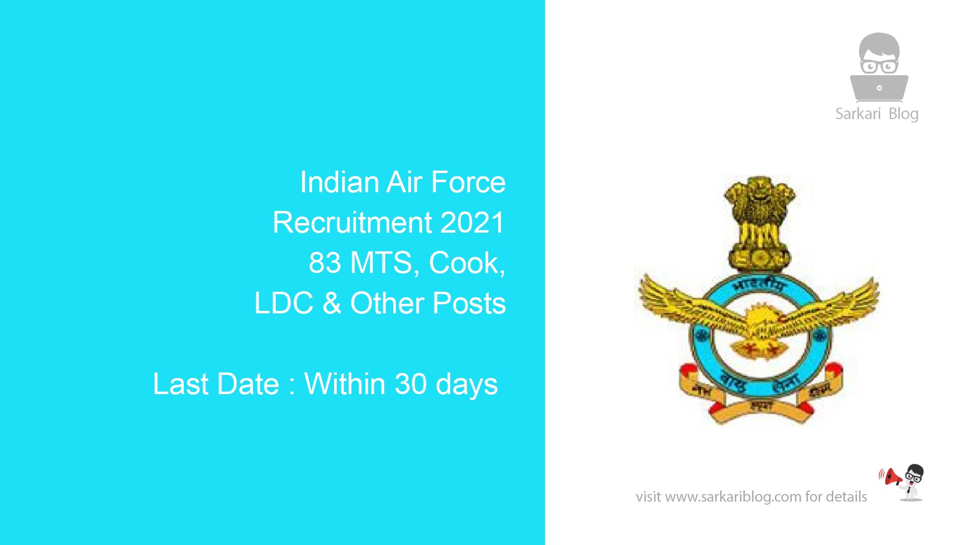 banner85 01 | Indian Air Force Recruitment 2021, 83 MTS, Cook, LDC & Other Posts