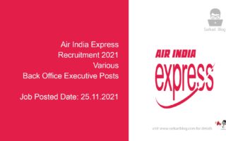 Air India Express Recruitment 2021, Various Back Office Executive Posts