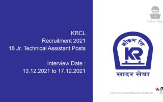 KRCL Recruitment 2021, 18 Jr. Technical Assistant Posts