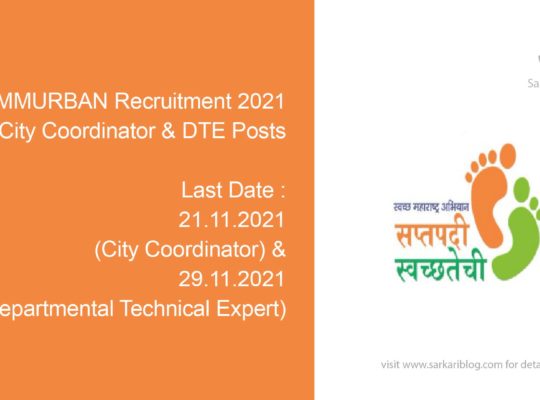 SMMURBAN Recruitment 2021, 413 City Coordinator & DTE Posts