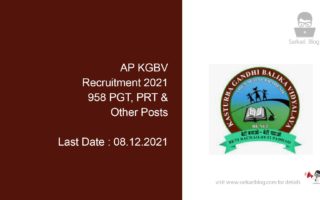 AP KGBV Recruitment 2021, 958 PGT, PRT & Other Posts