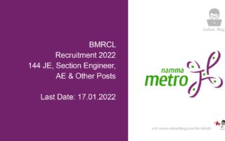 BMRCL Recruitment 2022, 144 JE, Section Engineer, AE & Other Posts