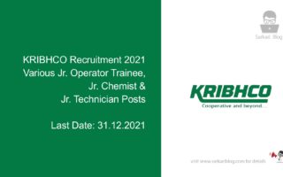 KRIBHCO Recruitment 2021, Various Jr. Operator Trainee, Jr. Chemist & Jr. Technician Posts