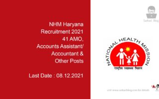NHM Haryana Recruitment 2021, 41 AMO, Accounts Assistant/ Accountant & Other Posts