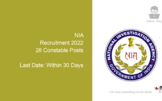 NIA Recruitment 2022, 28 Constable Posts