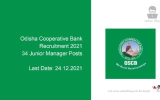 Odisha Cooperative Bank Recruitment 2021, 34 Junior Manager Posts