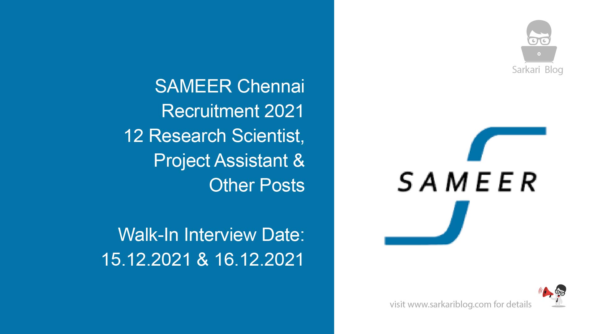 SAMEER Chennai Recruitment 2021