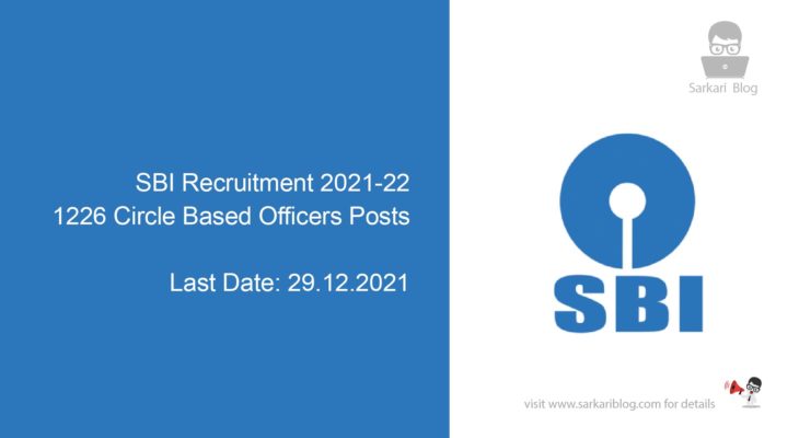 SBI Recruitment 2021-22, 1226 Circle Based Officers Posts