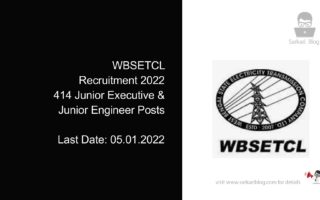 WBSETCL Recruitment 2022, 414 Junior Executive & Junior Engineer Posts