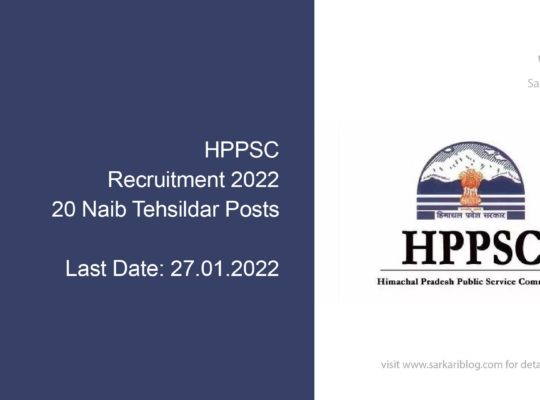 HPPSC Naib Tehsildar Recruitment 2022, 20 Naib Tehsildar Posts