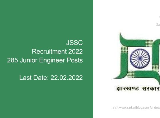 JSSC Recruitment 2022, 285 Junior Engineer Posts, Apply Online