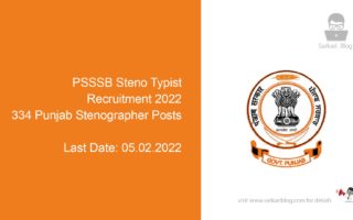 PSSSB Steno Typist Recruitment 2022, 334 Punjab Stenographer Posts