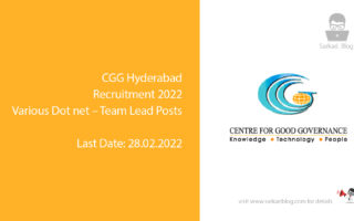 CGG Hyderabad Recruitment 2022, Various Dot net – Team Lead Posts