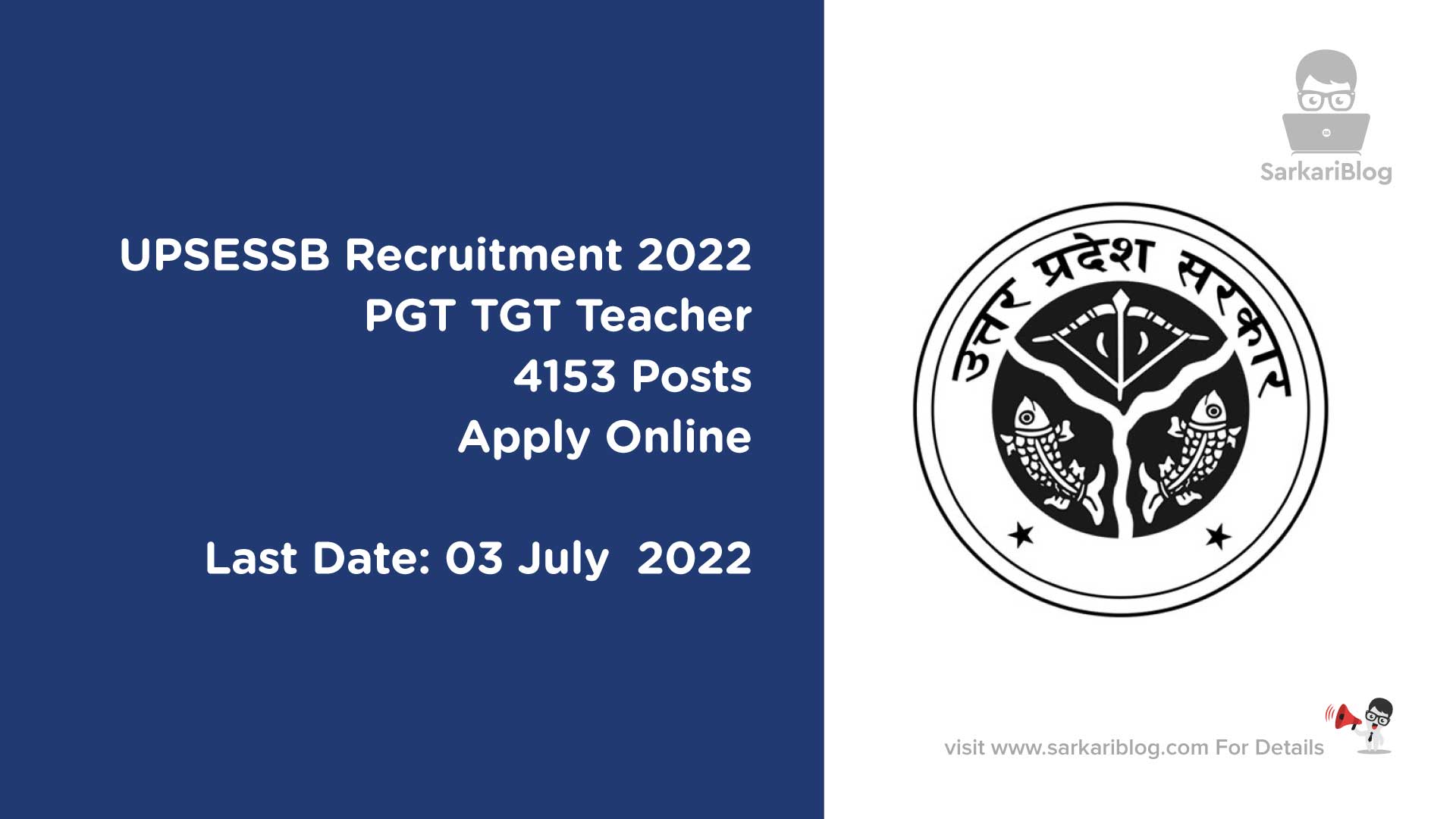 UPSESSB Recruitment 2022, PGT TGT Teacher 4153 Posts Apply Online