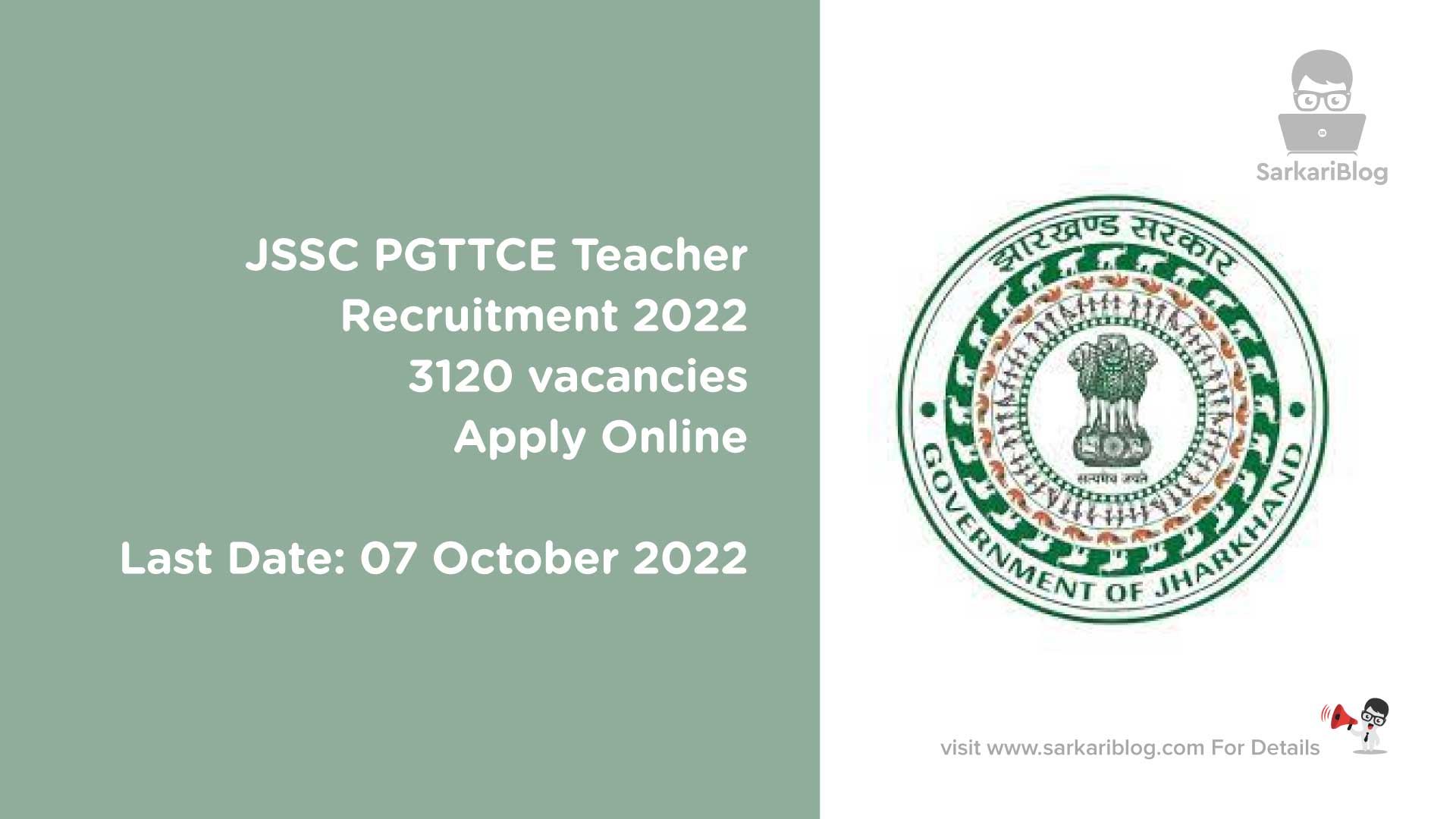 JSSC PGTTCE Teacher Recruitment 2022