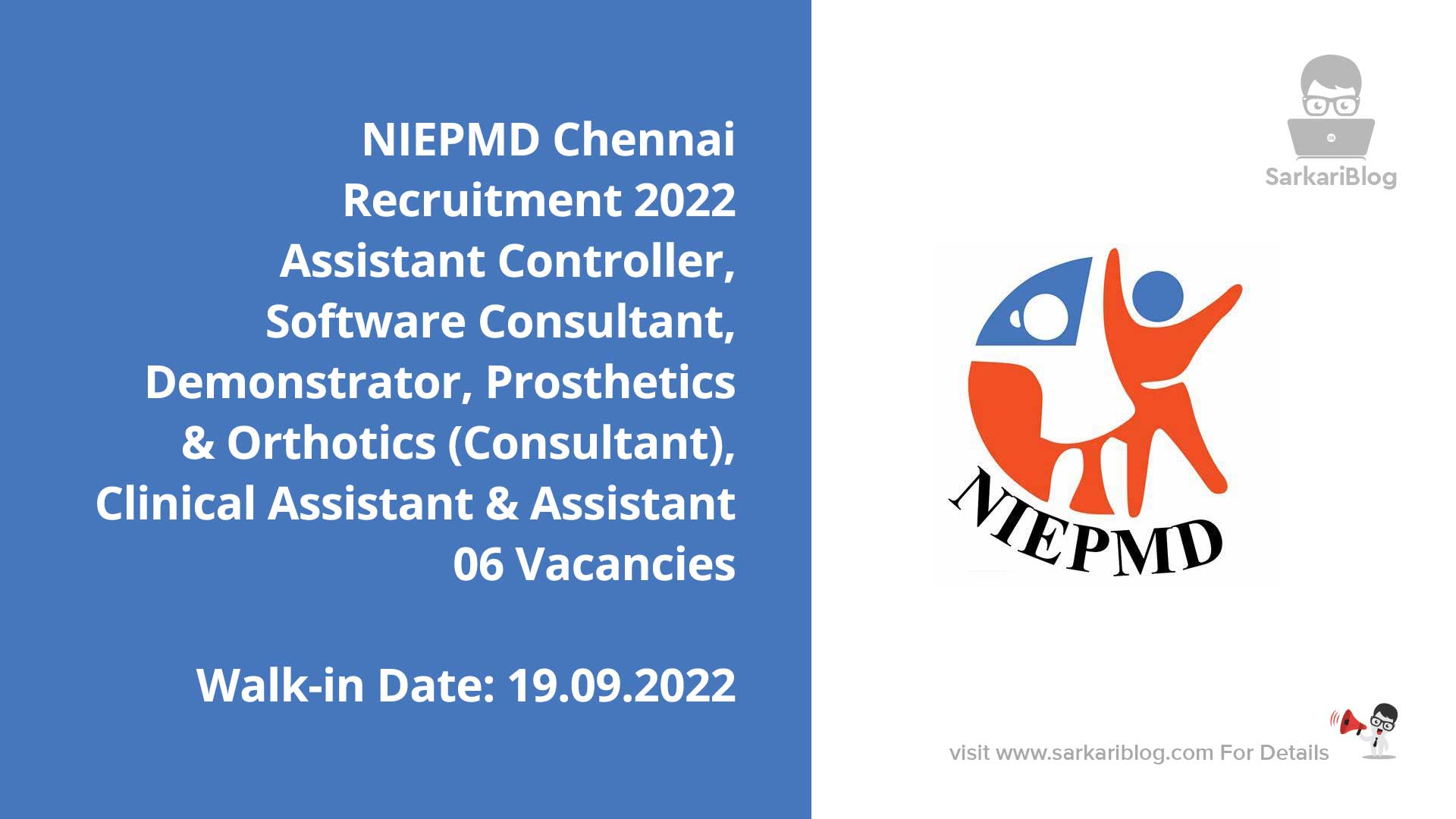 niepmd banner | NIEPMD Chennai Recruitment 2022 - 06 Vacancies - Walk-In & Apply