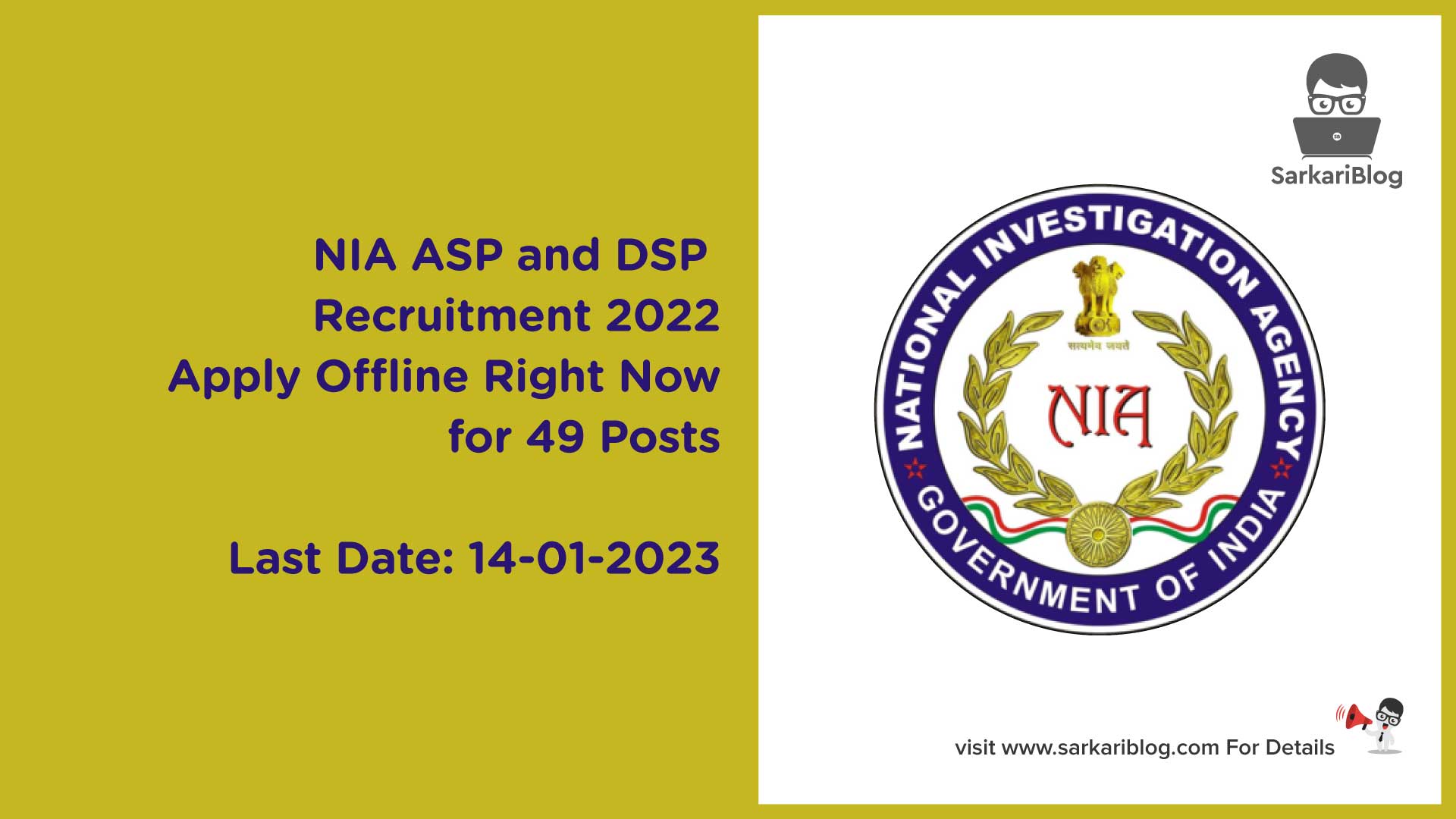 NIA ASP and DSP Recruitment 2022