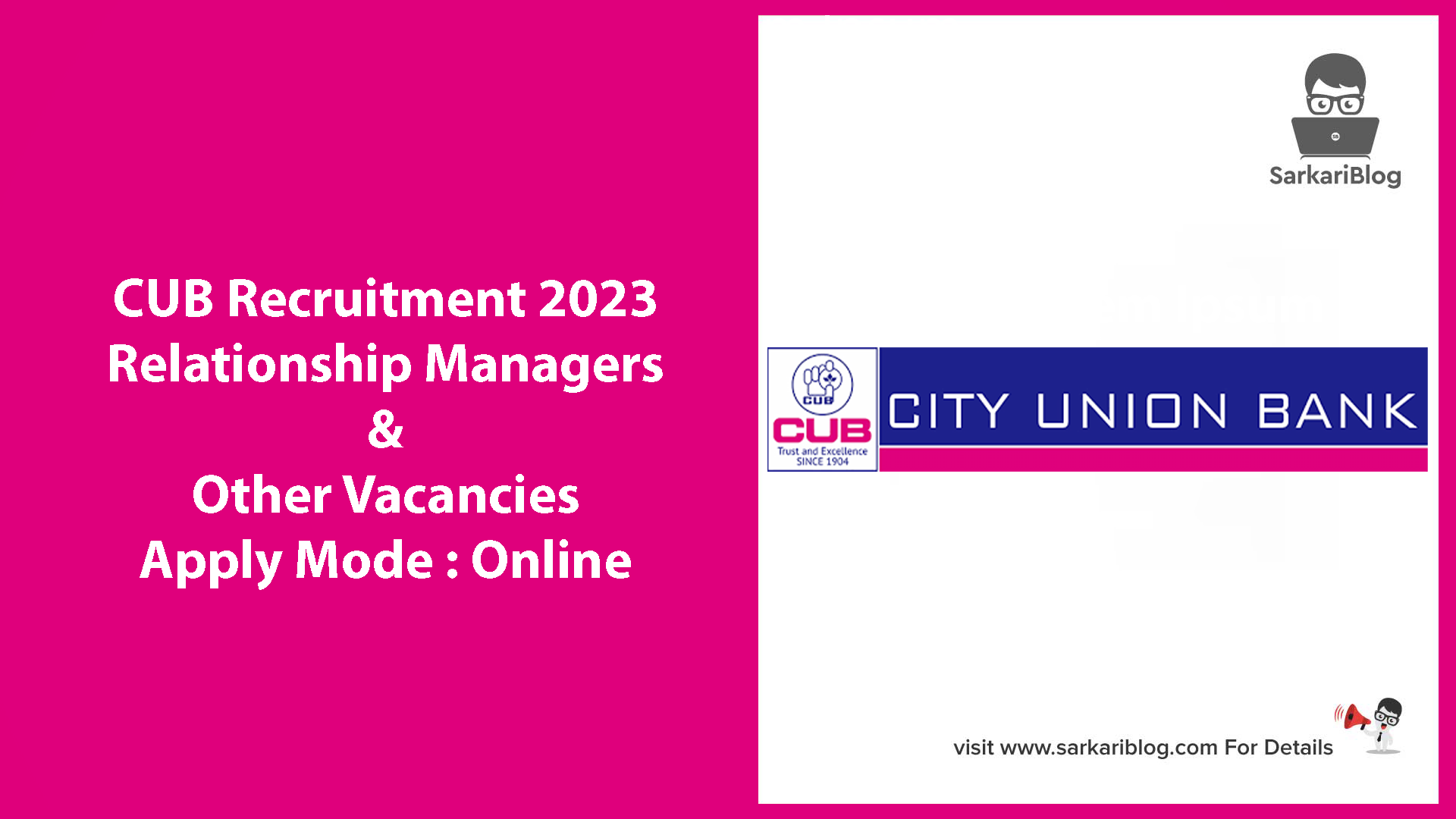CUB Recruitment 2023
