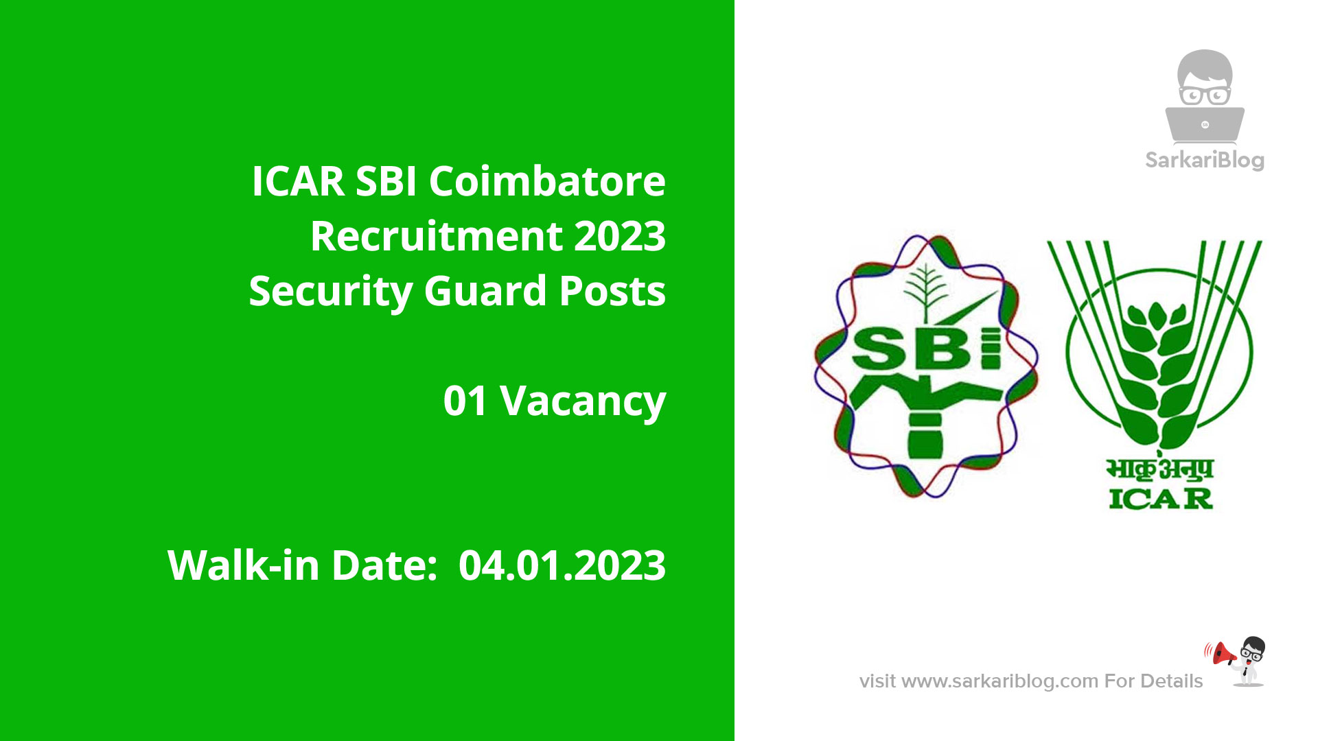 ICAR SBI Coimbatore Recruitment 2022