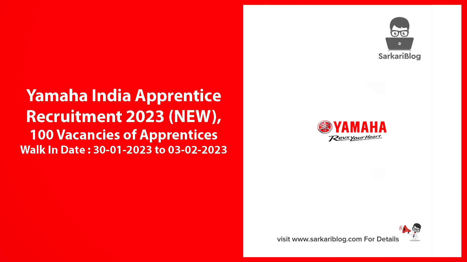 Yamaha India Apprentice Recruitment 2023 (NEW)