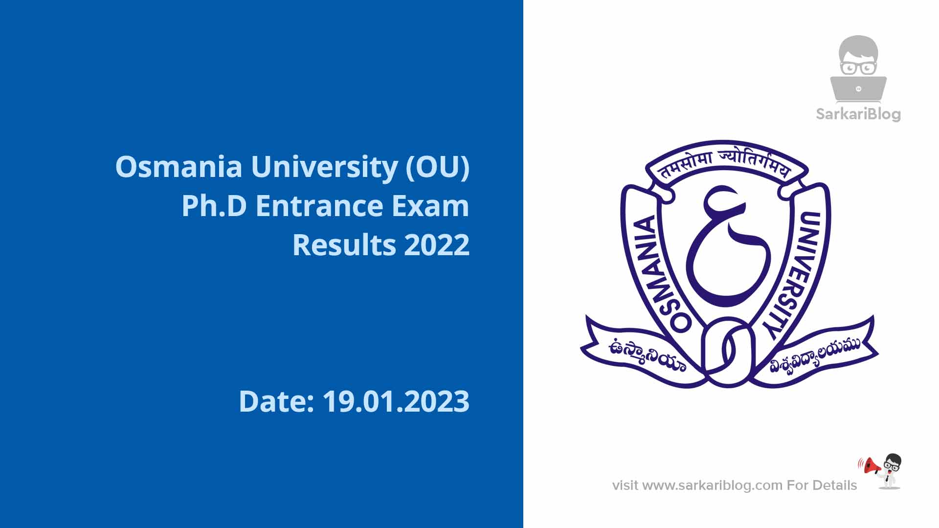 Osmania University (OU) Ph.D Entrance Exam Results 2022