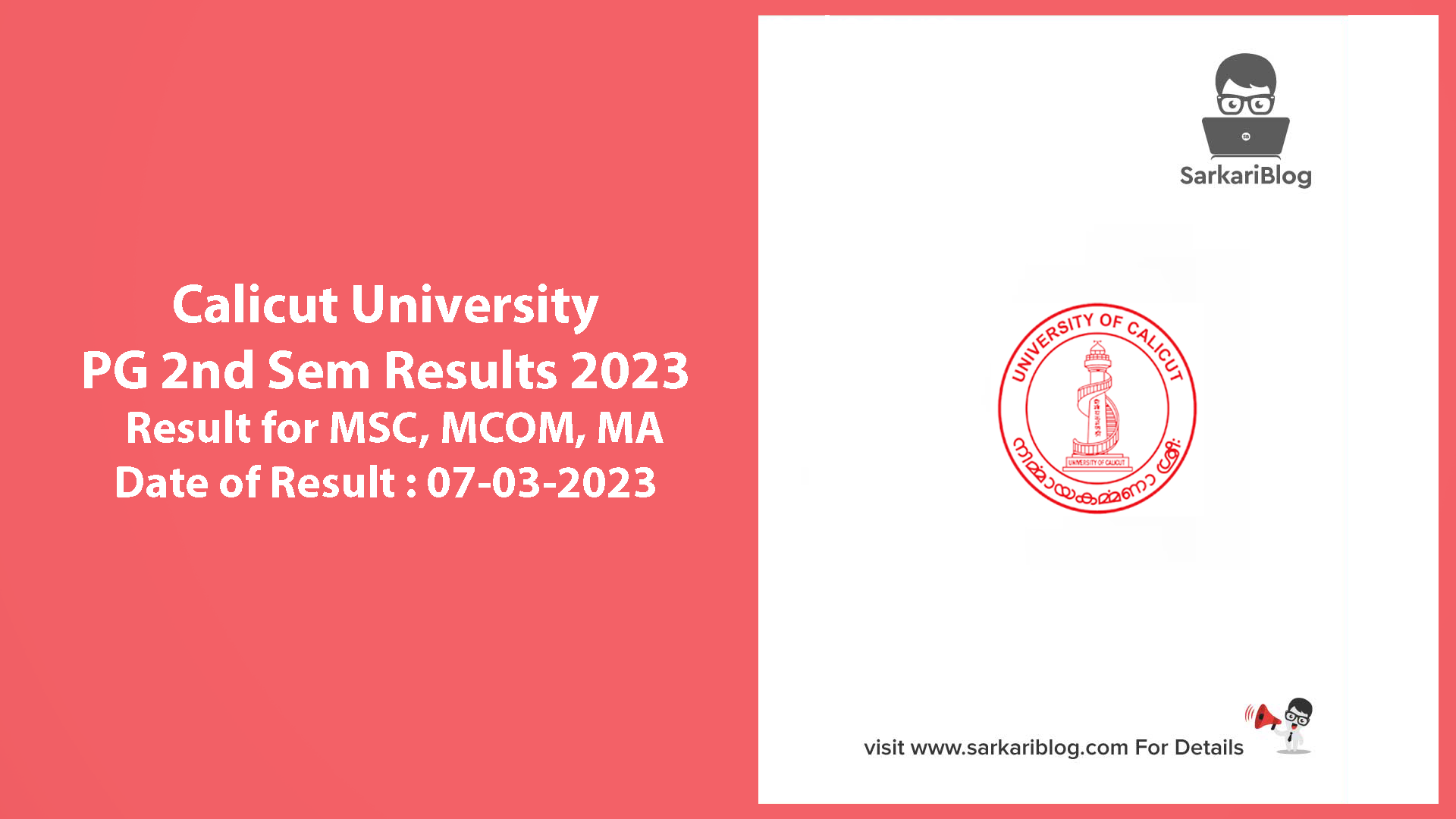 Calicut University PG 2nd Sem Results 2023