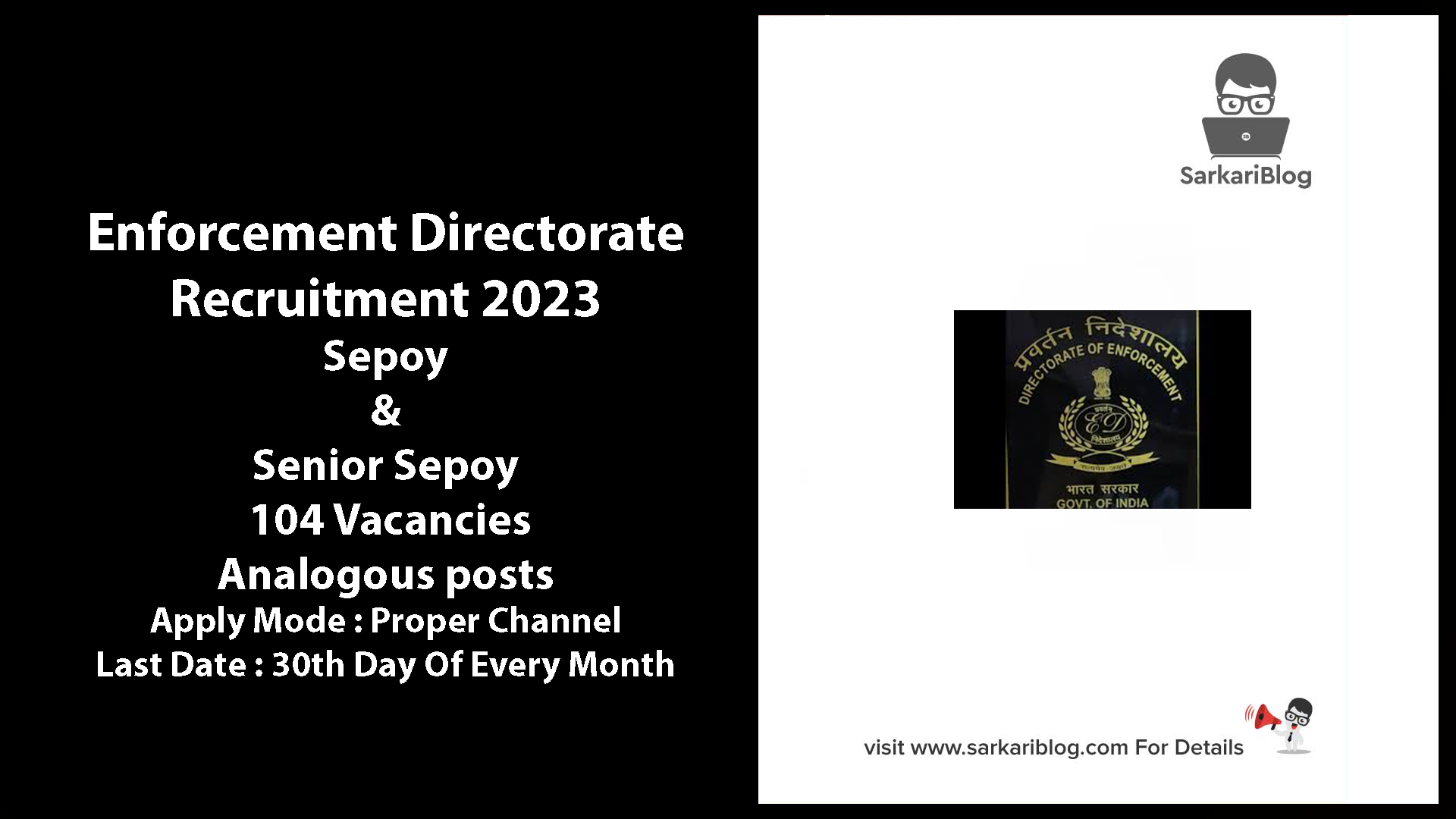Enforcement Directorate Recruitment 2023
