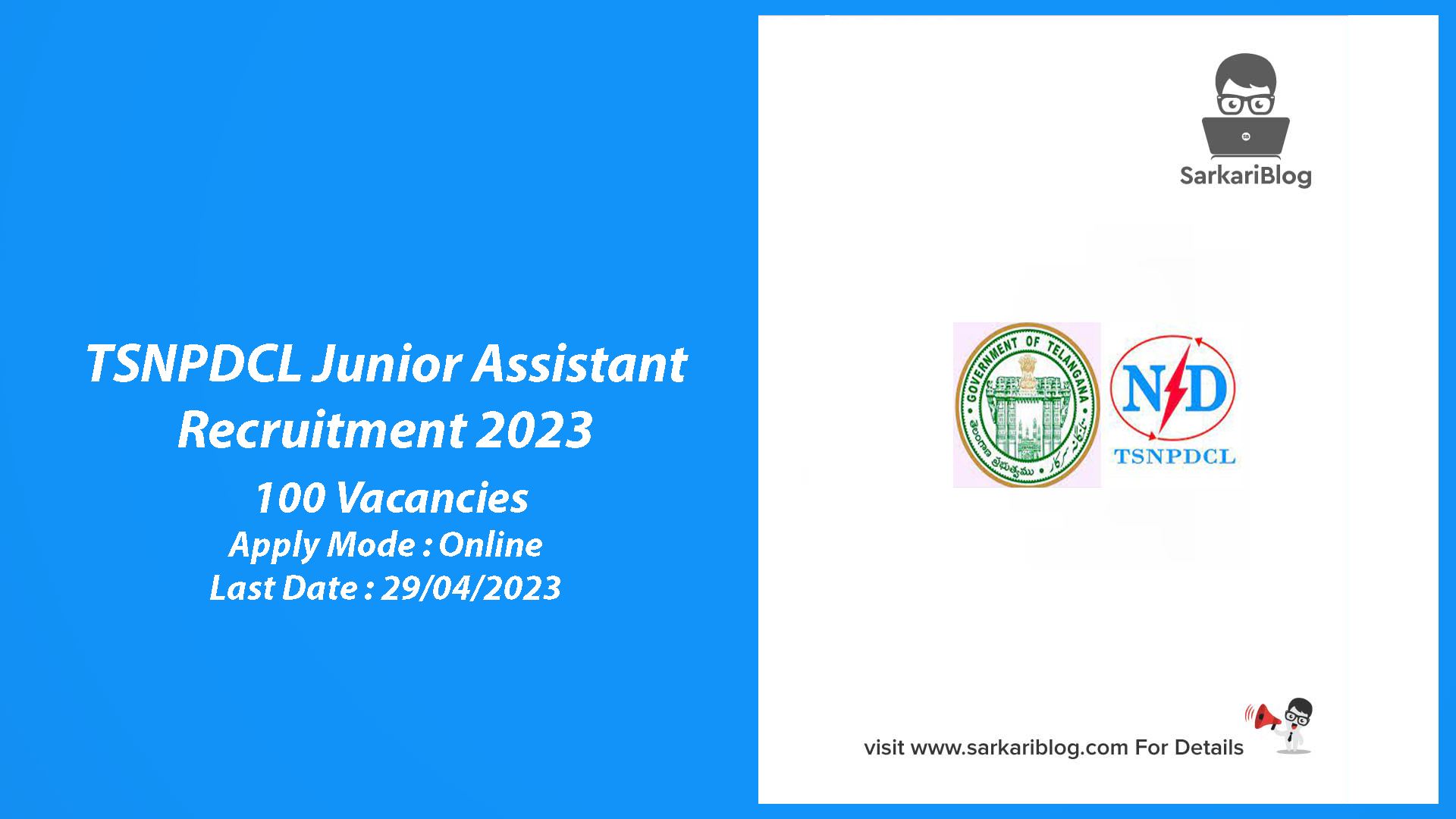 TSNPDCL Junior Assistant Recruitment 2023