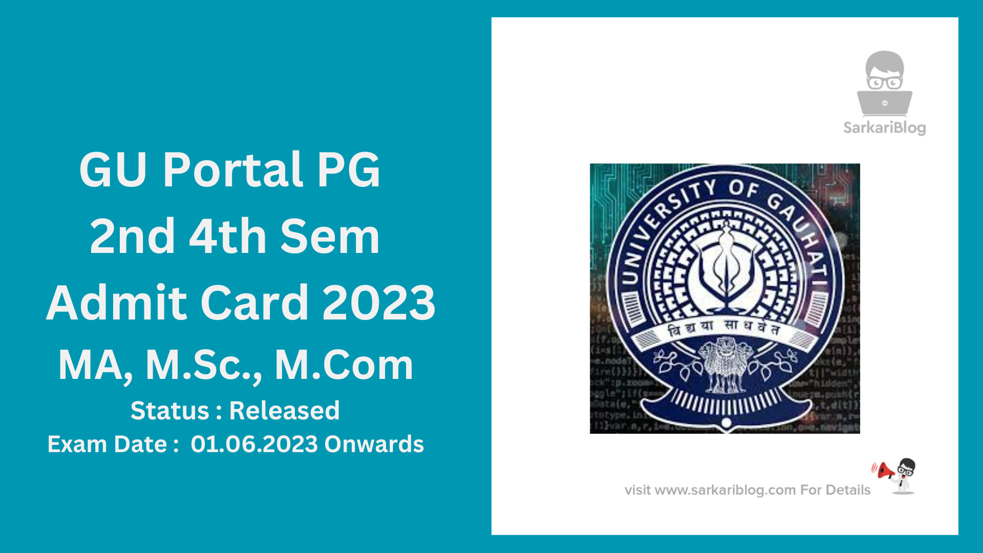 GU Portal PG 2nd 4th Sem Admit Card 2023