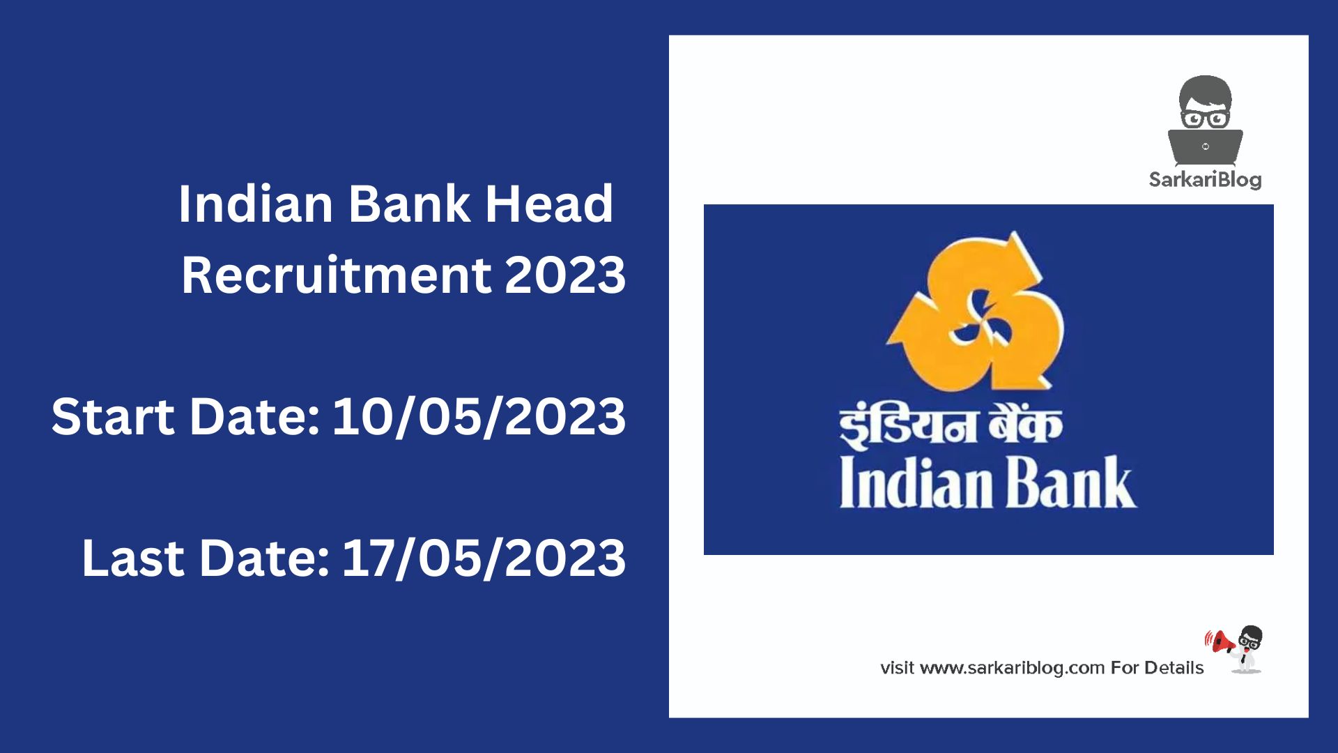 Indian Bank Head Recruitment 2023