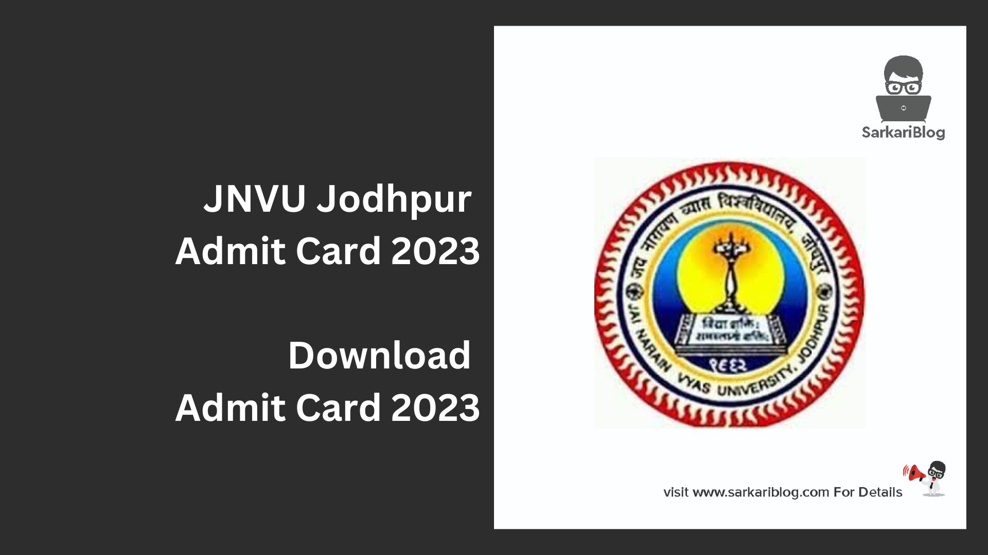 JNVU Jodhpur Admit Card 2023