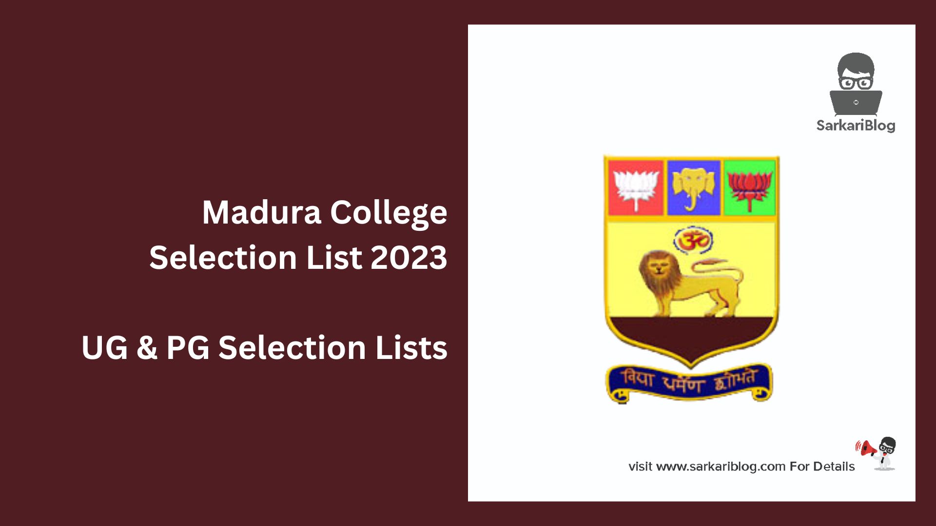 Madura College Selection List 2023