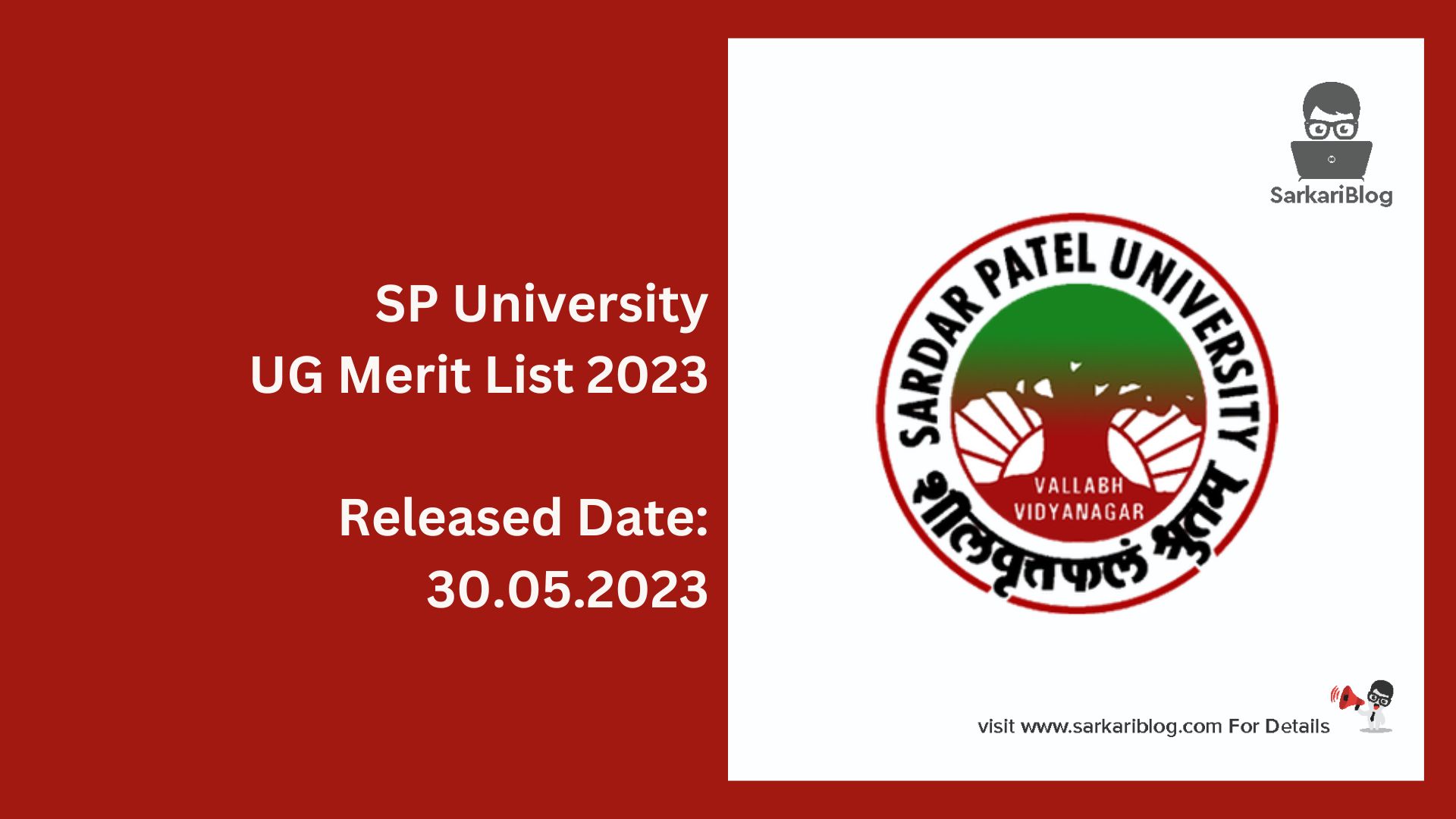 SP University UG Merit List 2023