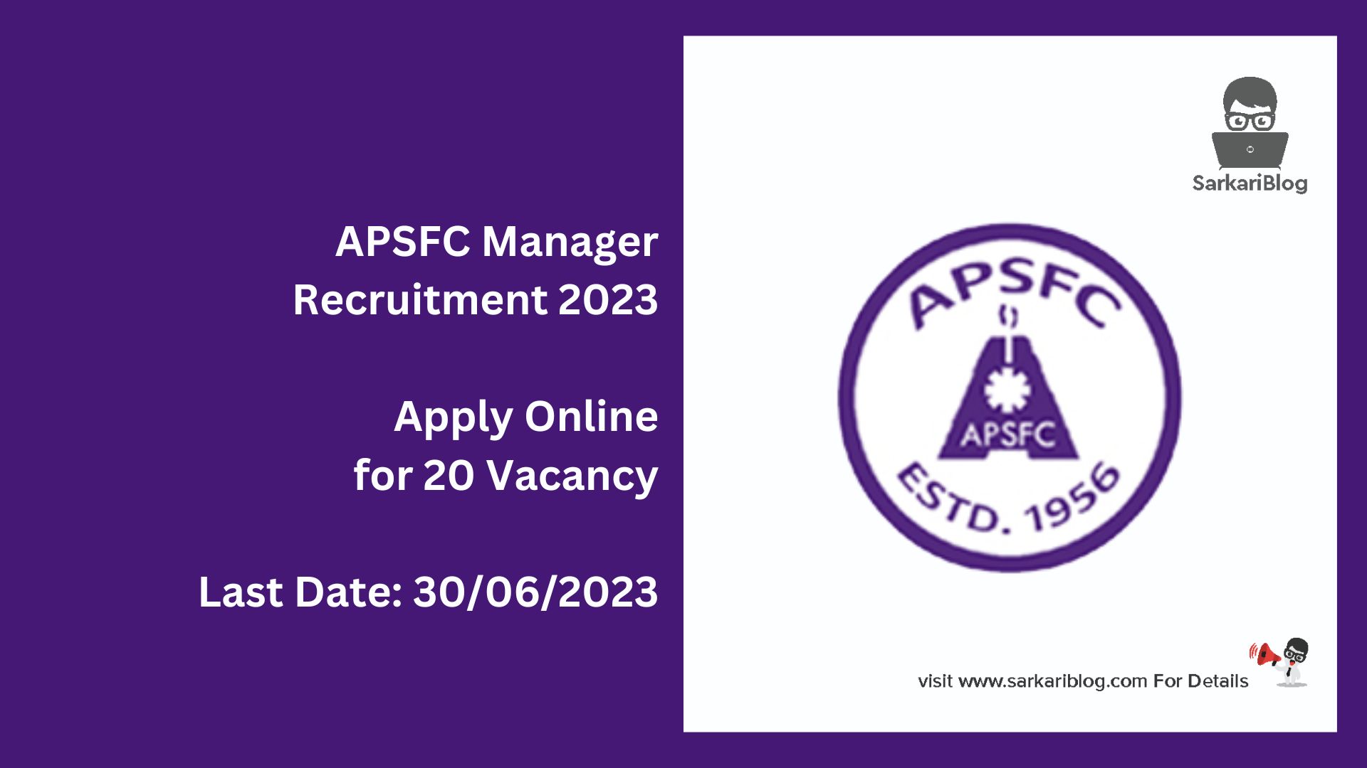 APSFC Manager Recruitment 2023