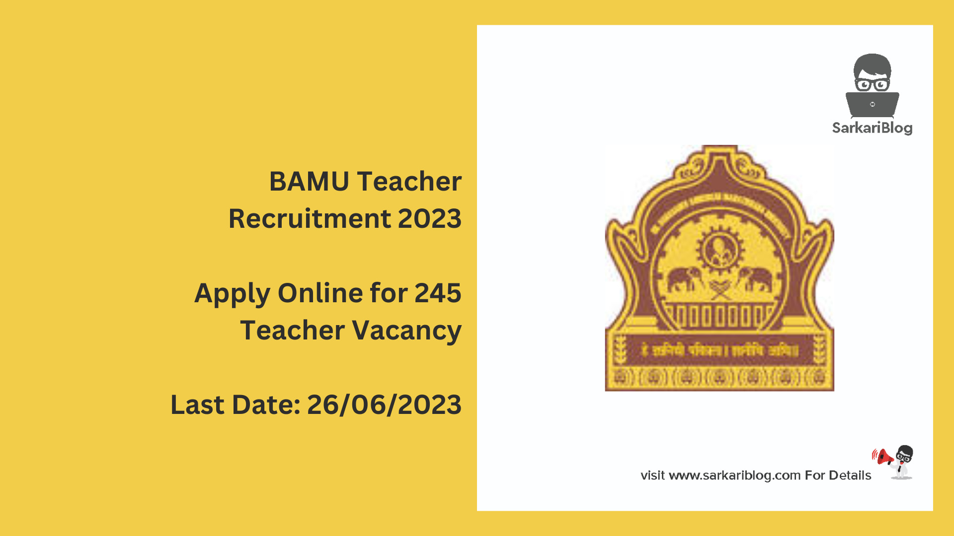 BAMU Teacher Recruitment 2023