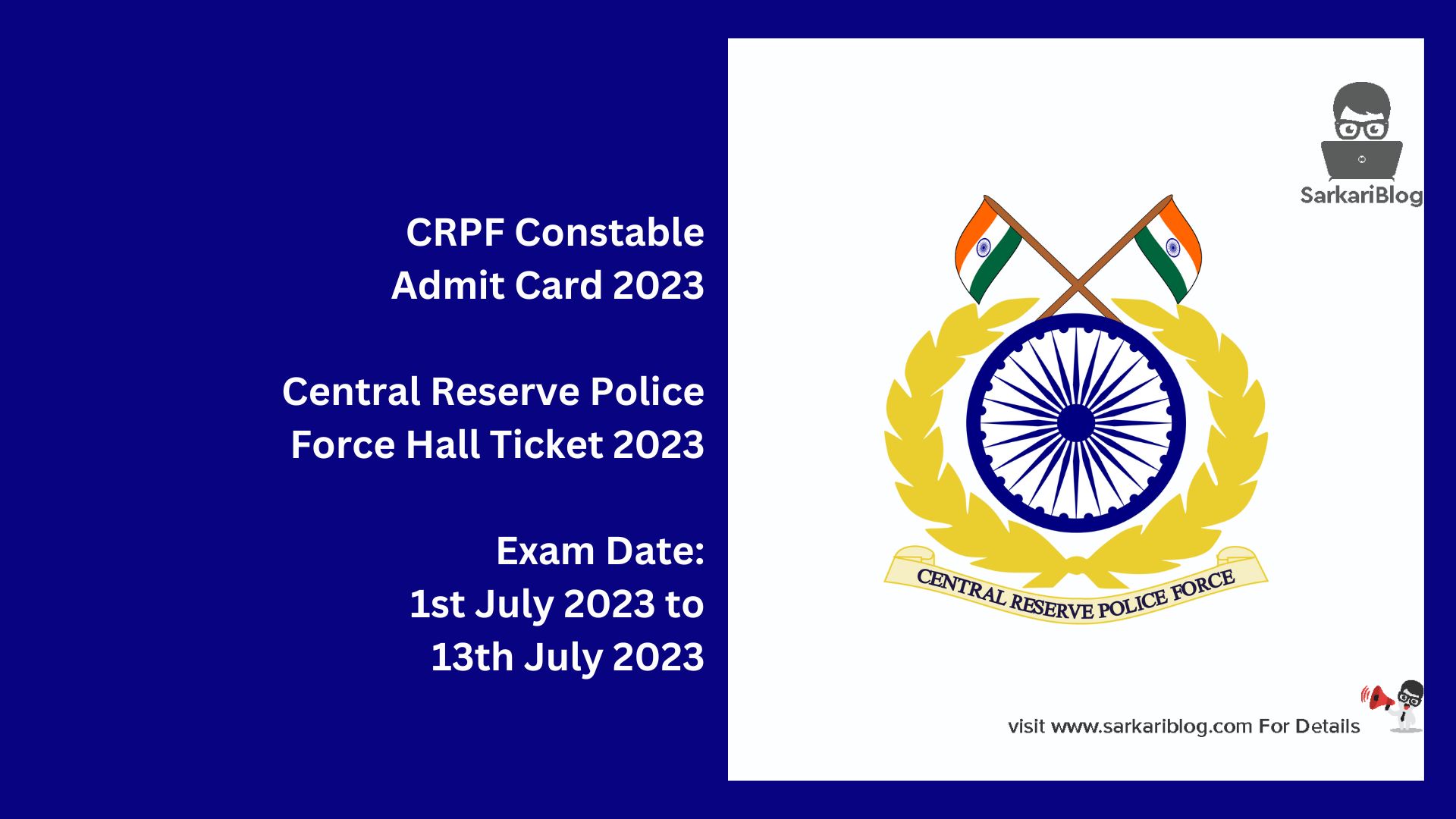 CRPF Constable Admit Card 2023