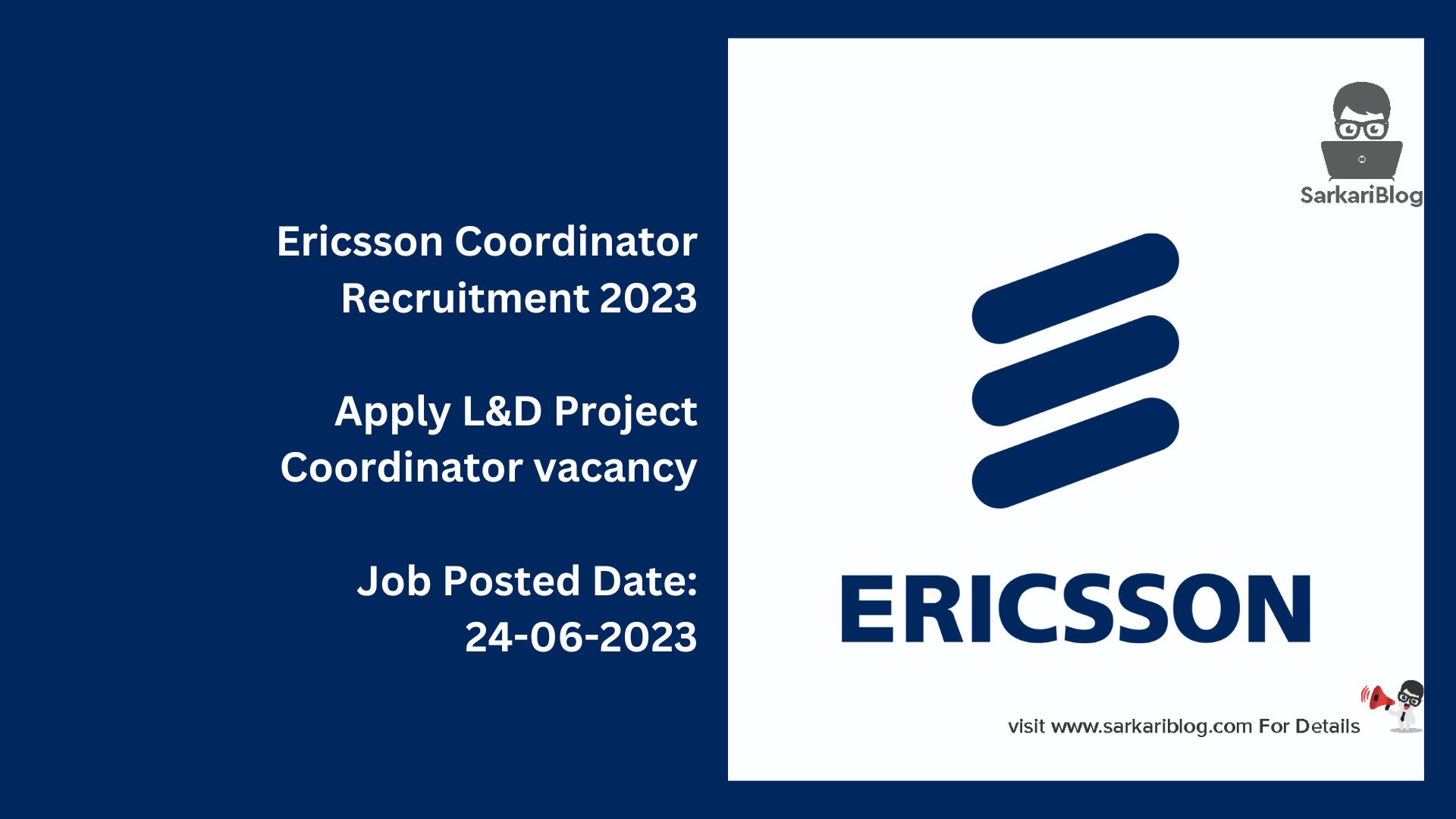 Ericsson Coordinator Recruitment 2023