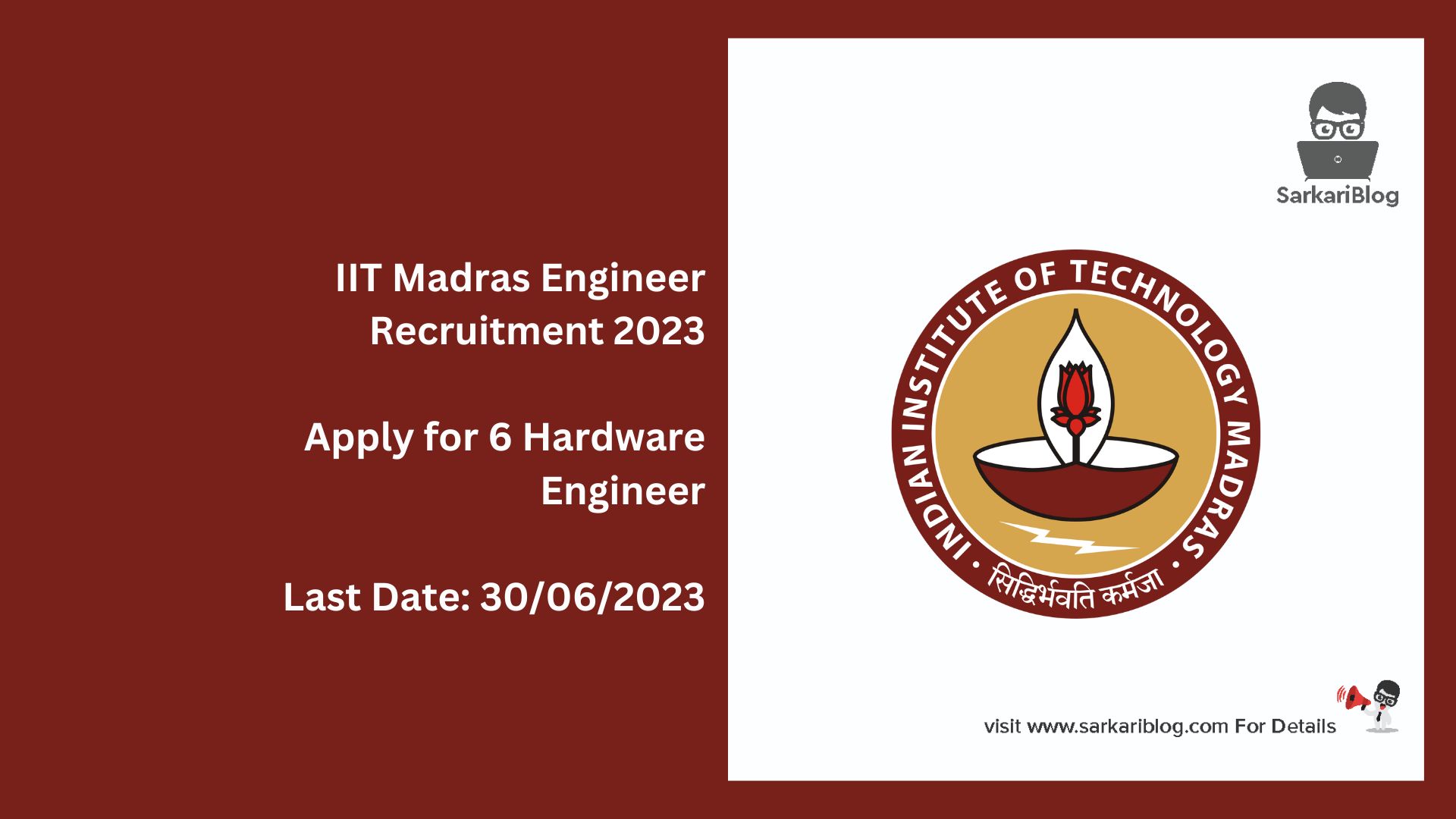 IIT Madras Engineer Recruitment 2023